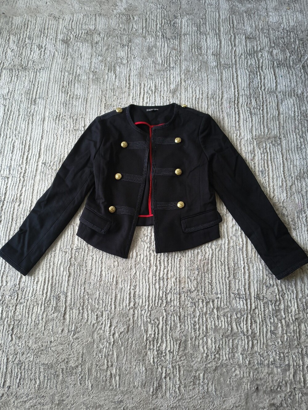 Express Black Military Blazer Jacket Gold Buttons - Picture 4 of 4